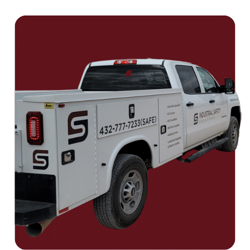 Industrial personnel truck with company logo