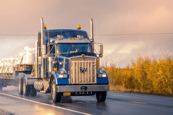 18 wheeler driving on a roadway